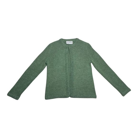 St. John For Neiman Marcus Vintage 1970s Green Wool Cardigan Small - Picture 1 of 4